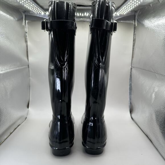 Hunter Original Tall Adjustable Back Classic Boots Gloss Black Women's Size 9 US - Picture 7 of 13